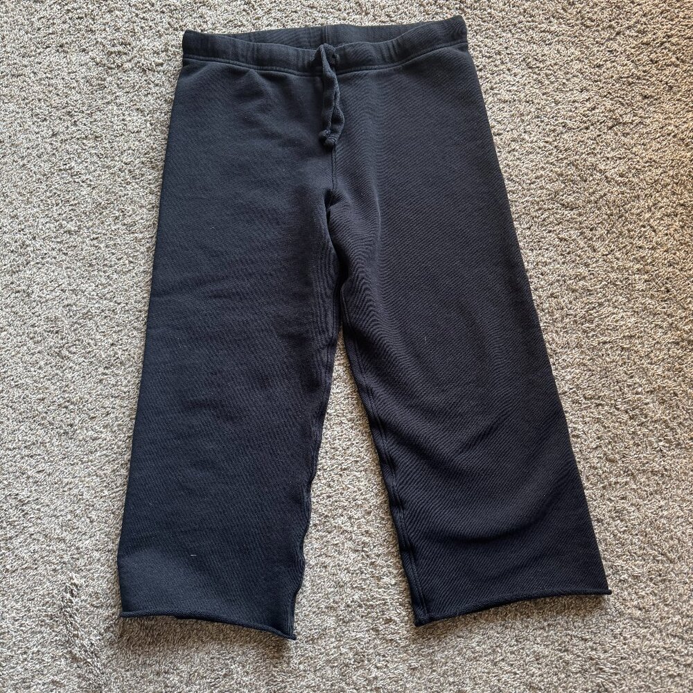 Frank & Eileen Cropped Wide Leg 100% Cotton Black Sweatpants Size‎ Small